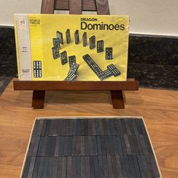 Vintage Wooden Dragon Dominoes - Milton Bradley 1970s