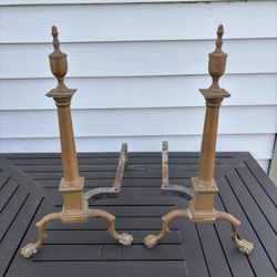 Pair of Antique Brass Andirons 