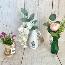 $10 Each - Small Vintage Vase Flower Arrangements 