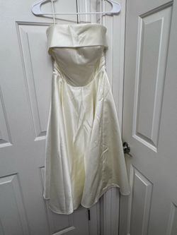 Satin ivory elegant strapless dress