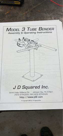 JD SQUARED TUBING BENDER