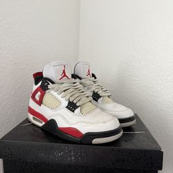 Air Jordan 4 Retro, WHITE/FIRE RED-BLACK BLANC/NOIR/ROUGE FEU