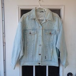 Vintage IZZI BEDAZZLED 80s Style Jean Jacket Sz. L Women's 