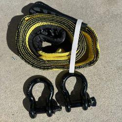 winch recovery kit, which includes a tree saver strap and two D-ring shackles