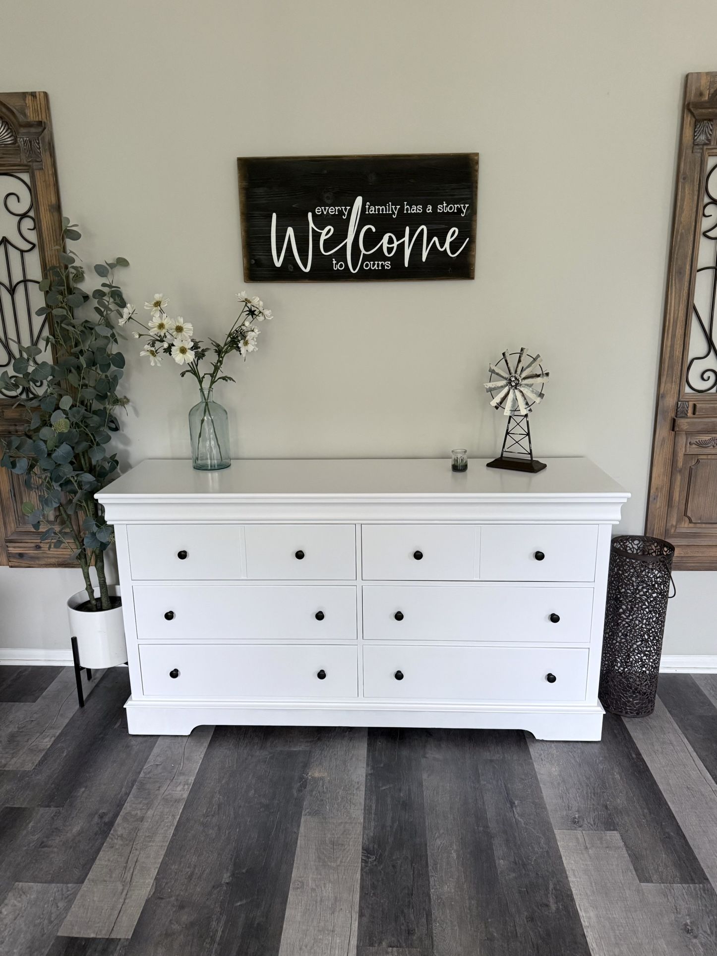 Refinished Solid Wood Swan White Wide Bedroom Dresser TV Stand Delivery Available