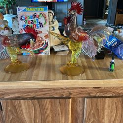 Blown Glass Roosters
