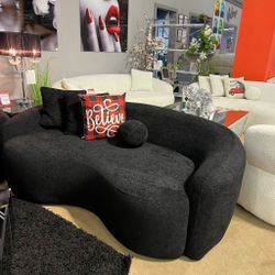 Bubble Bonita Black Boucle Living Room Set / 2pc