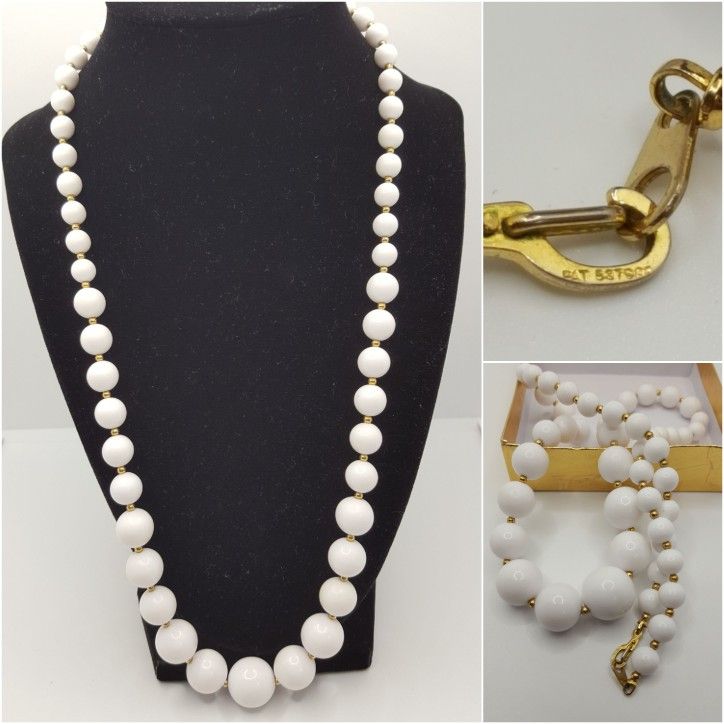 Pat 537965 Vintage 1970's gold plated Necklace, measures about 29"inches, VERY Beautiful antique piece. #745