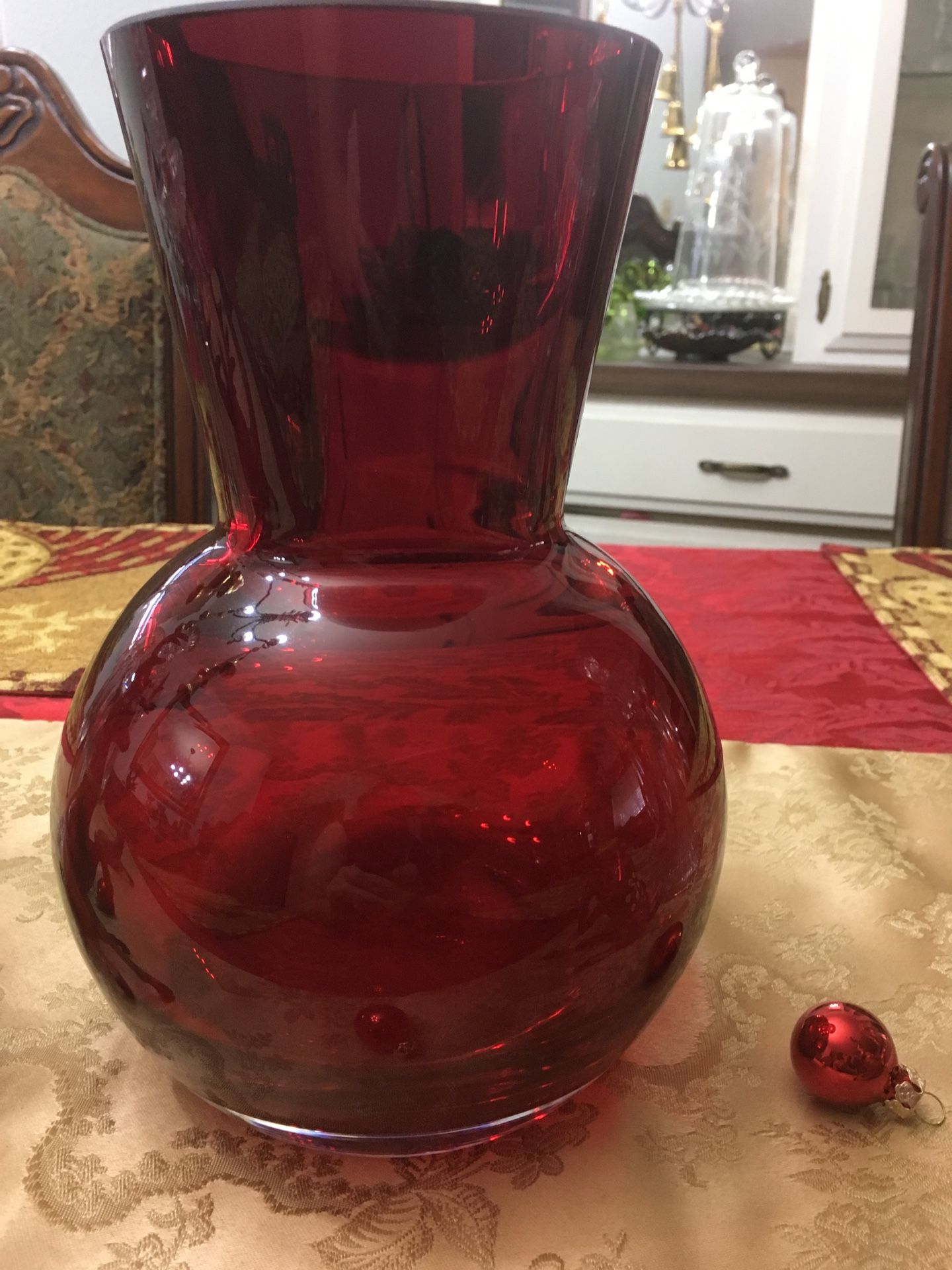 Large Ruby Red Flower Vase