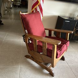 Antique Morris Chair  Oak Recliner And Platform Rocker Manual Reclining Chair 3 Position  Bar 