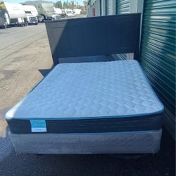 FULL BED FRAME WITH BOX SPRING AND MATTRESS 