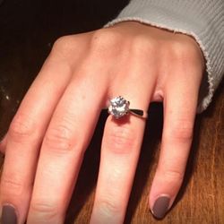 Pure 14k white gold 2.0 CT Classic 6-Prong Solitaire Simulated Diamond