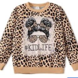 Girls leopard sweater size 9-10 new