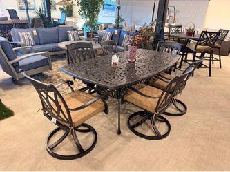 6pc set cast aluminum patio table