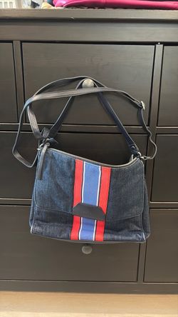 Espirit Denim Crossbody Bag with Stripe Detail