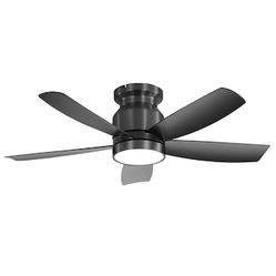 42 in. Indoor Black Farmhouse Downrod Ceiling Fan with Light and Remote, 5 Dual-Finish Blades