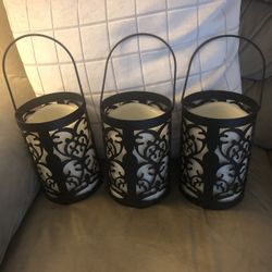 3 Battery Operated Bronze Lanterns