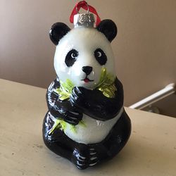 Metallic Glass Panda Bear Ornament 