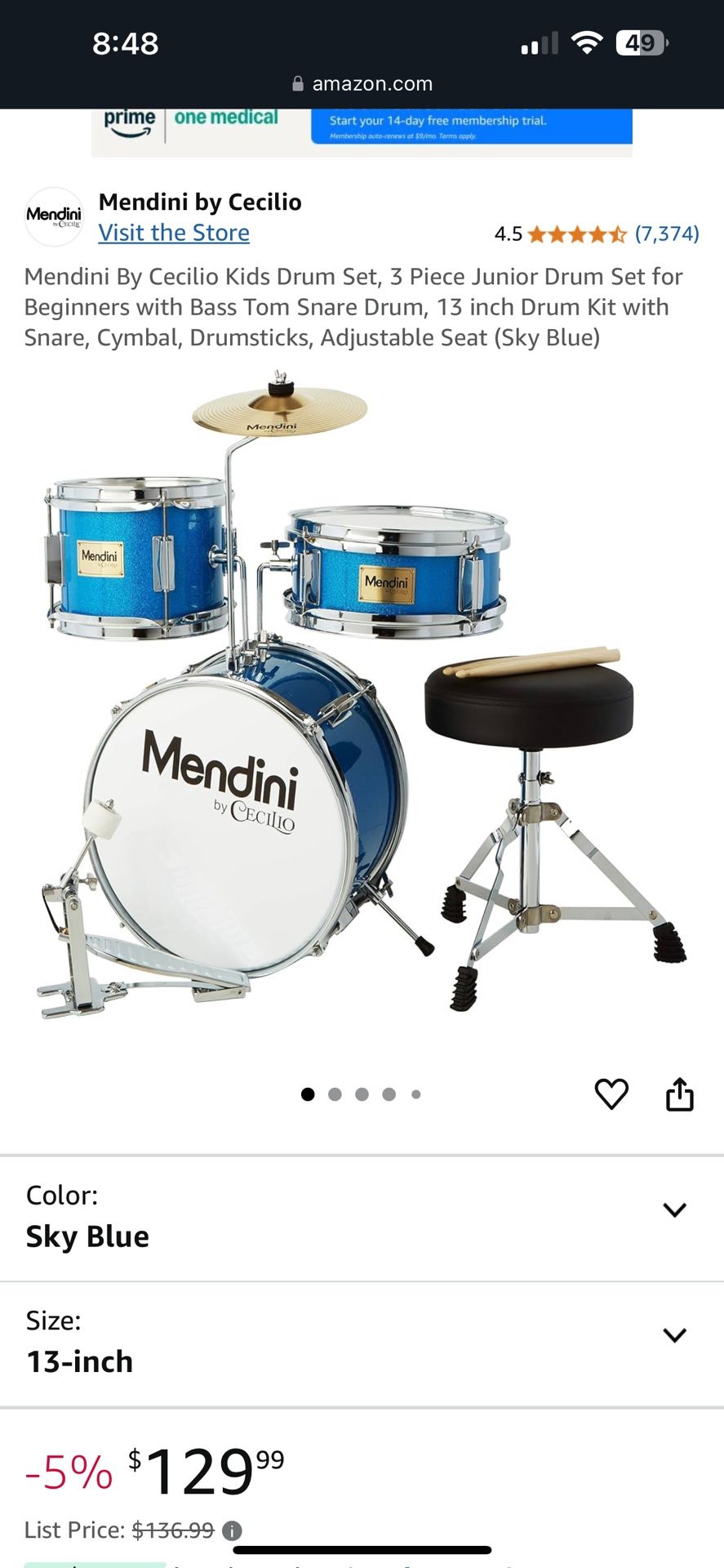 Mandini Junior Drum Set New Never Used