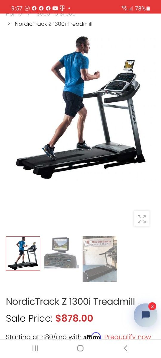 NordicTrack Z 1300i Treadmill $600