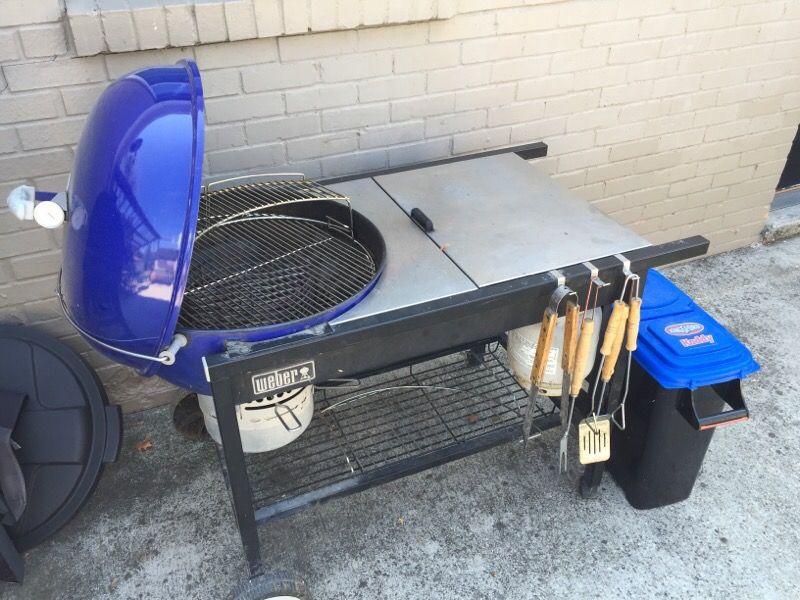Weber ® Blue Performer Deluxe Charcoal Grill/Smoker (w/extras)