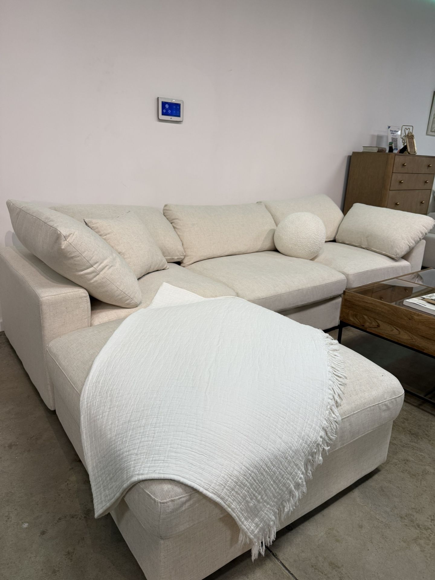 Modular Cloud Sofa In Cream White Performance Linen
