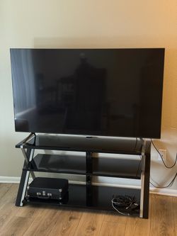 Samsung Crystal UHD 65” TV + Glass TV Stand Combo  (SELLING UNTIL MAY 31)