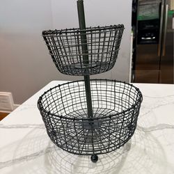 Crate & Barrel 2-tier wire fruit basket