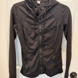 Women’s Small Black Athletic Zip up Jacket with Ruching $10