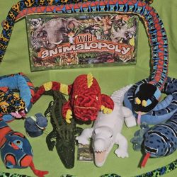 Wild Animalopoly Board Game w/ Snake & Alligator Plush Bundle 