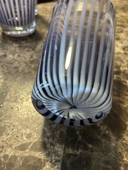Vintage Filigrano Murano (5) Tumblers Purple Swirl
