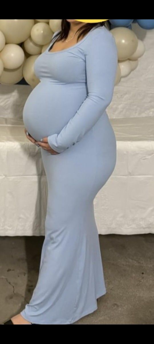 Baby Blue Maternity Dress