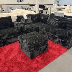 Black Sofa Sectional w/ USP outlets