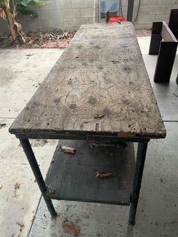 Vintage Wood and Metal Workbench