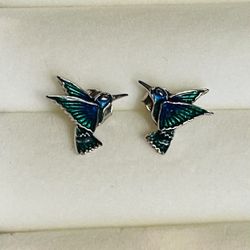 Tiny Hummingbird Studs, Sterling