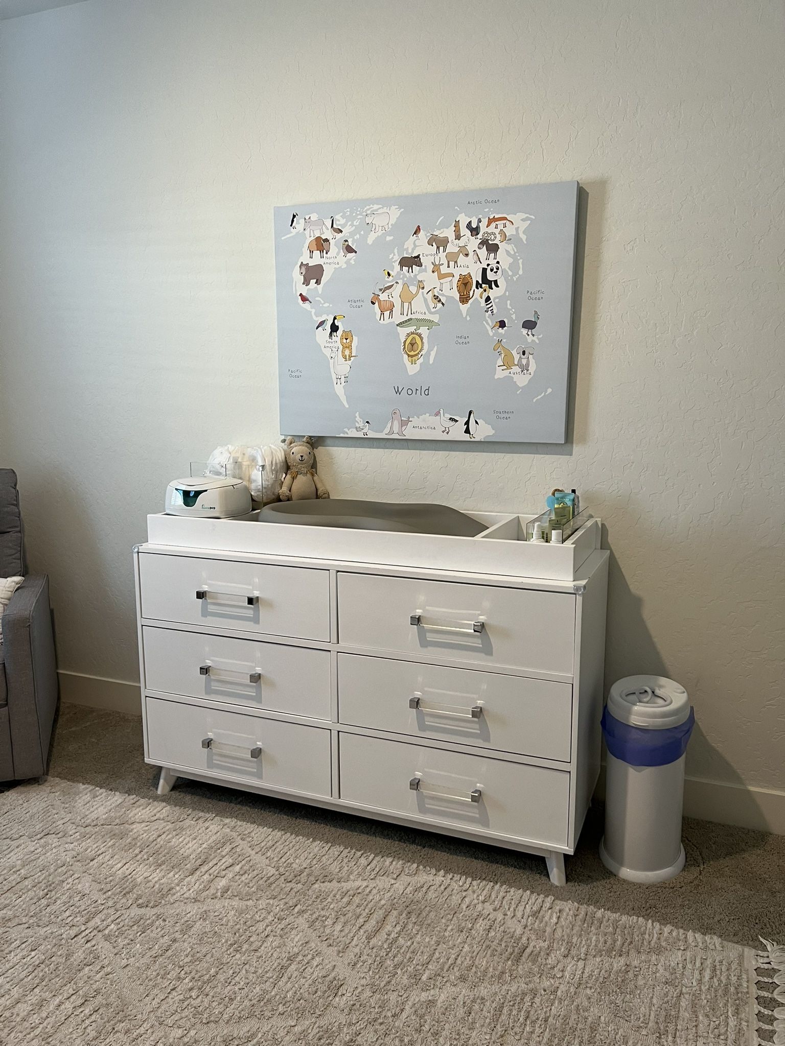 OxfordBaby White Acrylic Holland Changing Table Dresser 6 Drawers