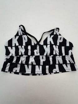 Pre Owned Good  Victoria’s Secret PINK Ultimate  Sports Bra  Black White  Women  Size Large