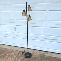 Heavy Bronze Indoor Floor Lamp with 3 Adjustable Glass Shades 69" Tall