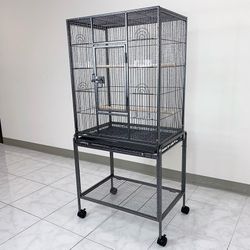 (New) $95 Large 53” Tall Bird Cage 24x17x53” with Rolling Stand and Plastic tray