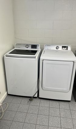 Samsung Top Load Washer + Dryer Set — White, Moisture Sensor