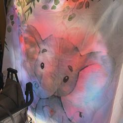 Elephant Girl Baby shower Birthday Backdrop