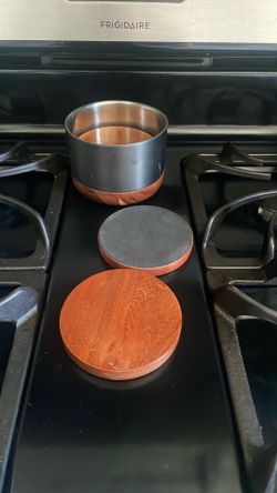 4 crate and barrel coasters and container