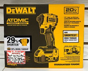 Dewalt 20V Max Atomic  Brushless 1/4” Impact Driver W/ 5AH XR Battery & Charger New