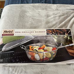 NEW Parini Stainless Steel BBQ Grilling Basket With Locking Lid