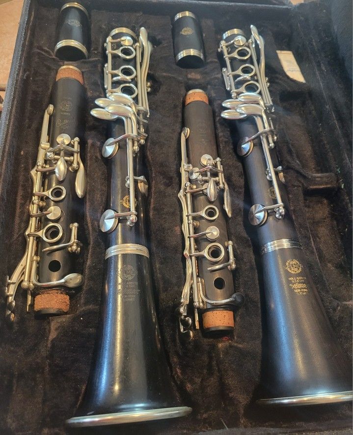 Pair Of Vintage Selmer Paris Clarinets- 1954 & 1964