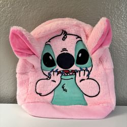 Lilo And Stitch Fluffy Backpack, Mini Plush Backpack, Pink Backpack