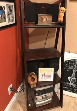 Wood desk and shelf stand set