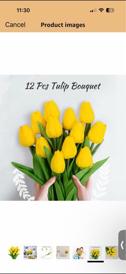 12PCS Yellow Real Touch Tulips – Artificial Flowers – New