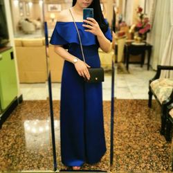 Off Shoulder Jumpsuit Royal Blue Medium