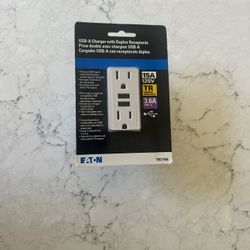 Eaton 15 -Amp 125-volt Tamper Resistant Residential/Commercial Decorator USB Outlet